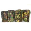 Four genuine Dutch Army canteen pouches in various DPM camouflage patterns with MOLLE attachments displayed side by side