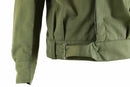 Close-up of Genuine Greek Army Field Ike jacket in olive blaze gabardine wool showing adjustable waist and sleeve cuff details