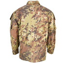 Back view of Italian Army Rip Stop Vegetato camo combat jacket with durable, breathable fabric and multiple pockets