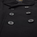 MIL - TEC Mens Pea Coat Wool Blend Navy Style Double Breasted Jacket Black - GoMilitar