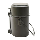 Originele Duitse militaire puinhoopset aluminium 3-delige potdekselcontainer olijf