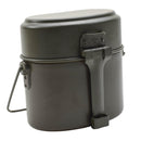 Originele Duitse militaire puinhoopset aluminium 3-delige potdekselcontainer olijf