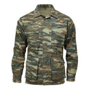 Original Greek military field BDU jacket in lizard camouflage with multiple pockets and durable fabric.