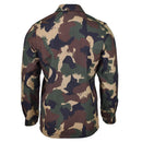 Back view of original Hungarian Army camouflage combat field blouse shirt in green, brown, black, and tan colors.