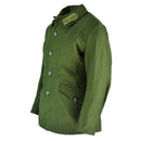 Original Swedish M59 green military field jacket with button front and durable fabric for outdoor use
