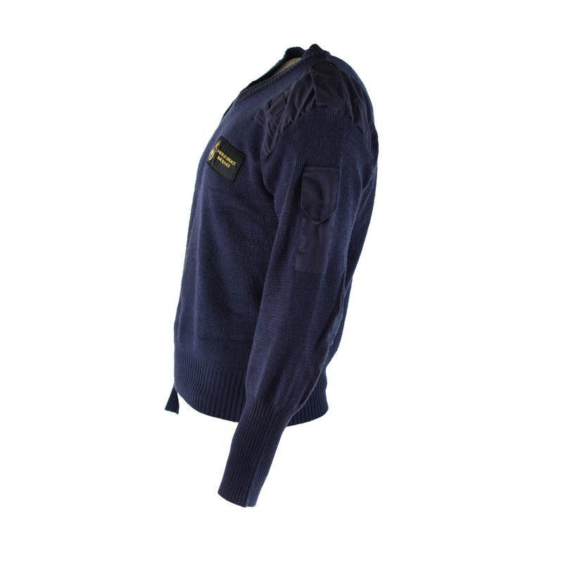 Originele Britse verdedigingsdienst pullover commando jumper blauwe v-hals trui