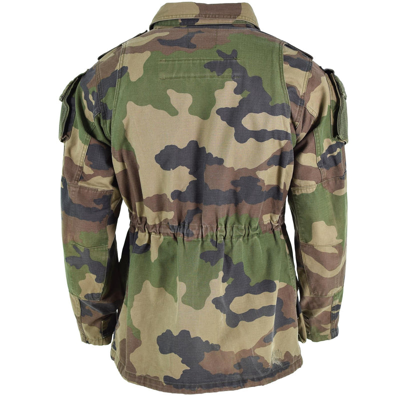 Echt Frans leger Smock jas CCE CAMO MILITAIRE GEVOEGEN PARKA SATEEN FELIN T4