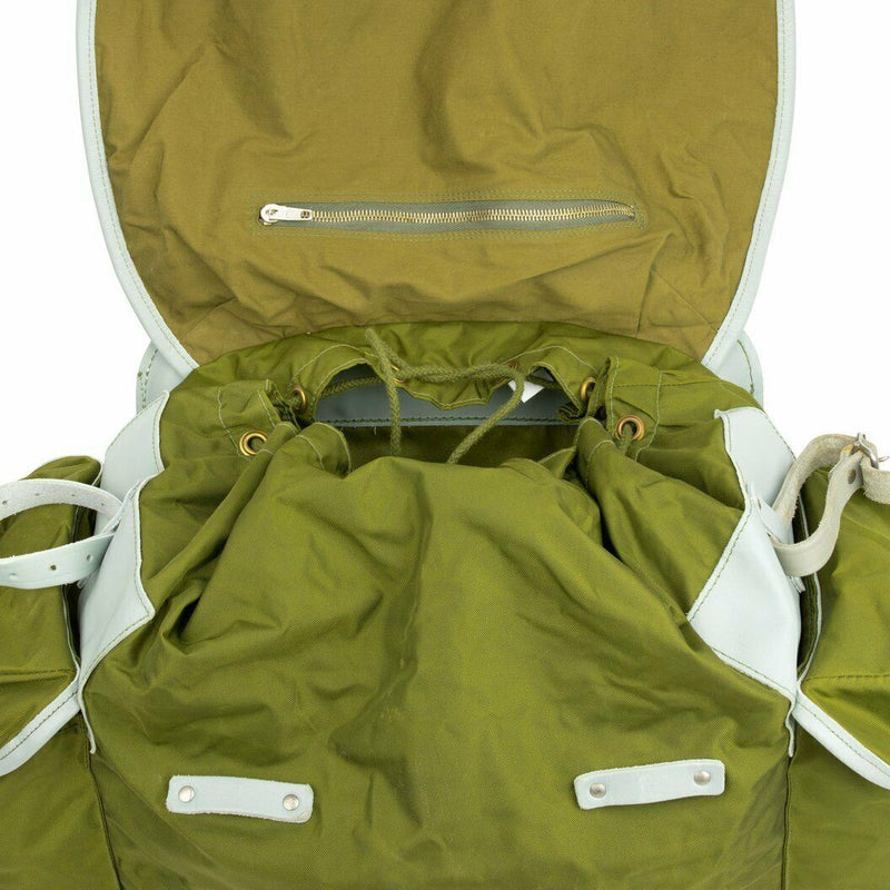 Echte Noorse militaire rugzak met frame leger canvas lederen rugzak pakket
