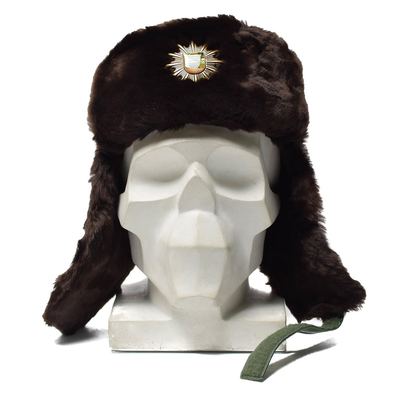 Originele Duitse politie Warm Winterhoed koud weer Faux Bur Ushanka Badge Nieuw