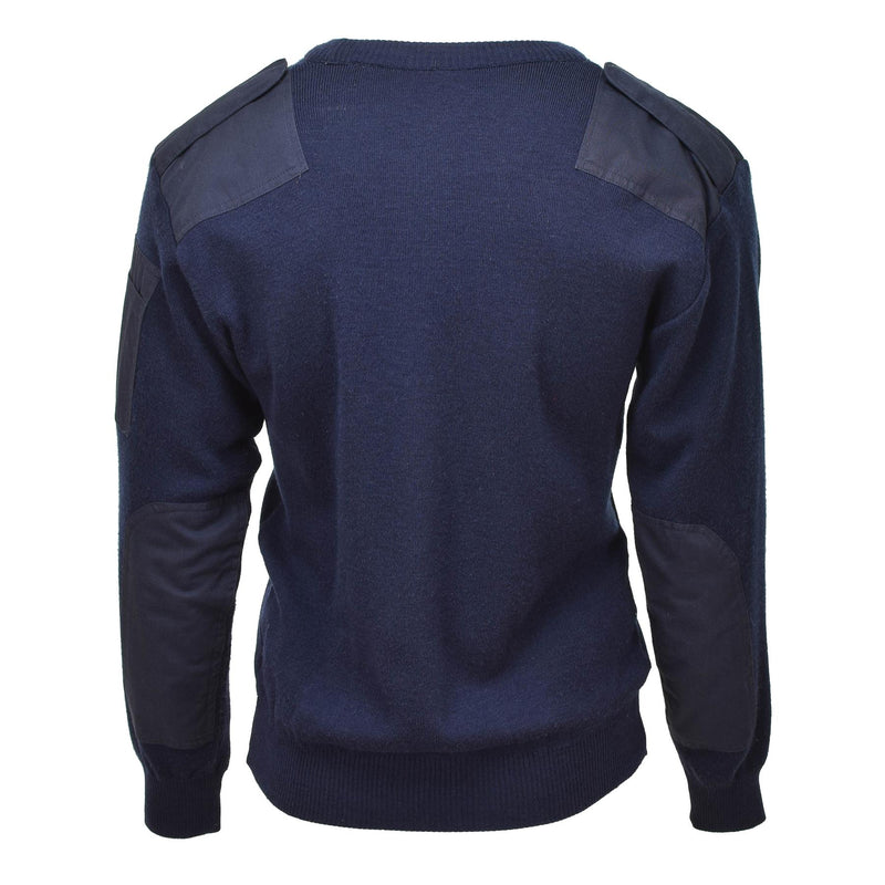 Echte Nederlandse leger pullover v-neck blauwe rib gebreide militaire surplus trui jumper