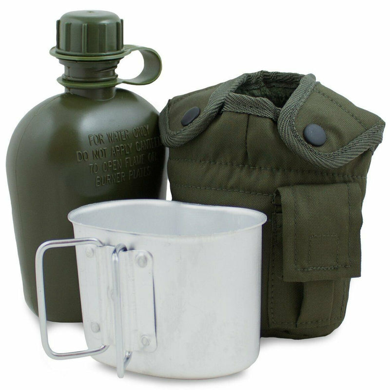 Amerikaanse legerstijl kantine M1 waterfles met Cover Cup & Alice Clips US Military