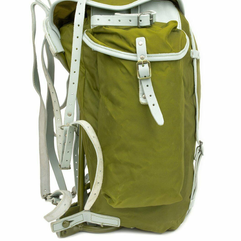 Echte Noorse militaire rugzak met frame leger canvas lederen rugzak pakket