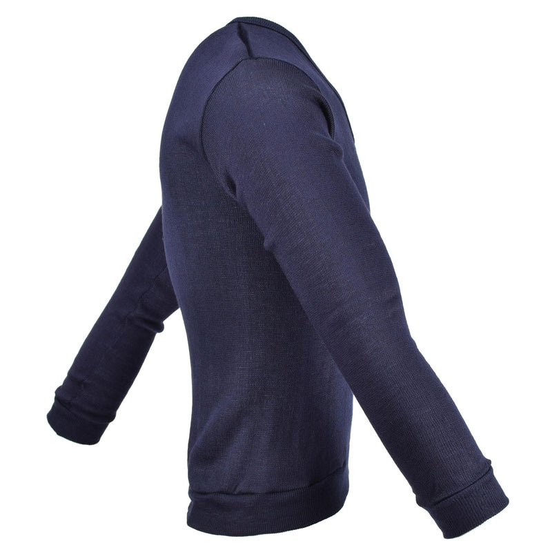 Echte Franse militaire school Blue Jersey Army Sweatshirt V-Neck
