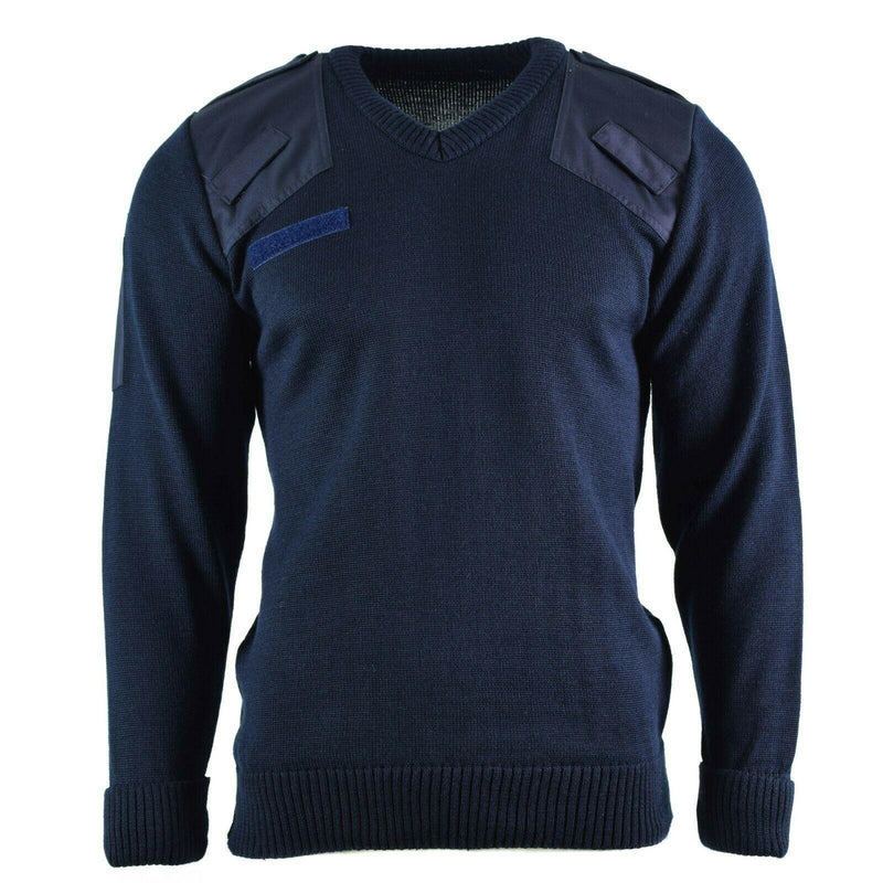 Echte British Sweater Army Police Pullover Commando Jumper Blue V-Neck Men Nieuw