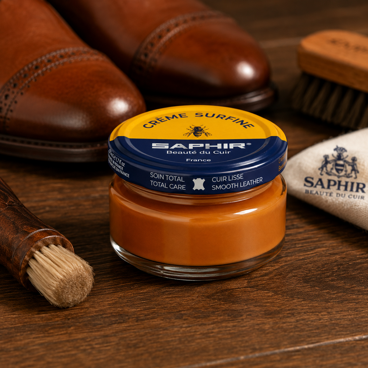 Saphir Creme Surfine Leer Schoenverzorging Crème Glad Leer 50ml Lichtbruin