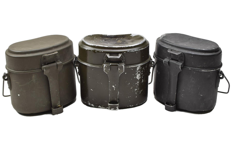 Originele Oostenrijkse militaire puinhoopkit aluminium olijf wandel camping kookgerei set