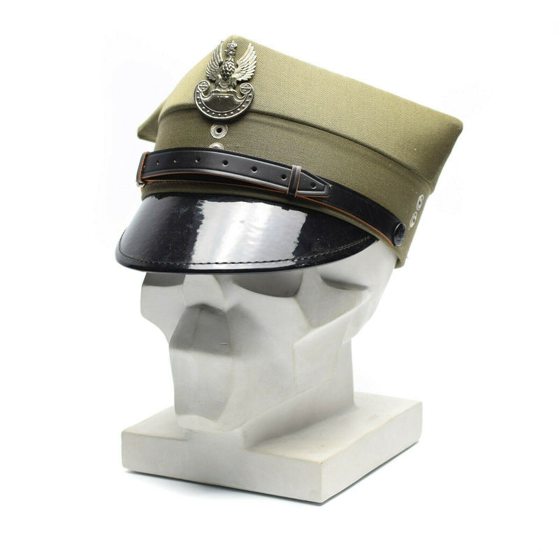 Echt Poolse militaire vizier Hoed Polen Army Officer Peak Olive Nieuw
