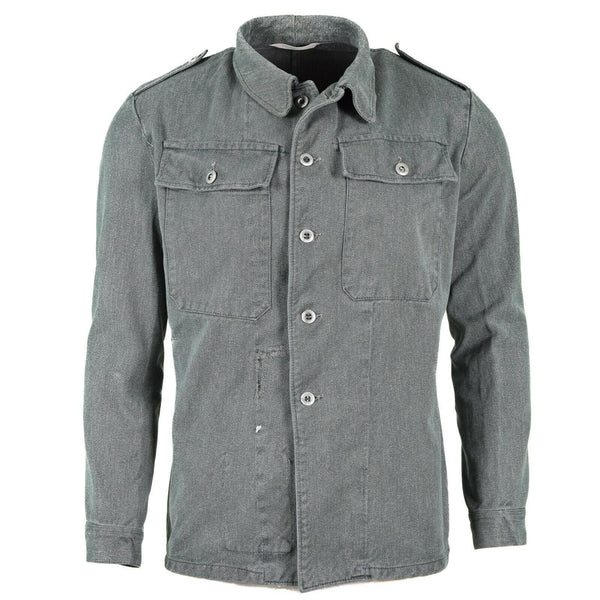 Echt Zwitserse legerwerk jas denim militaire jas grijs vintage overschot