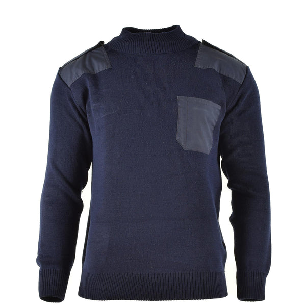 Echte Nederlandse leger pullover blauw jumper militaire trui ronde nek officier