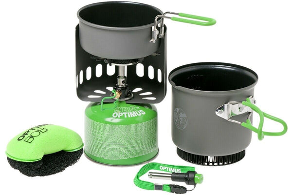 Optimus Electra Fe Cook System Gaskachel Camping Wandelen Woods Burner Buiten Pan