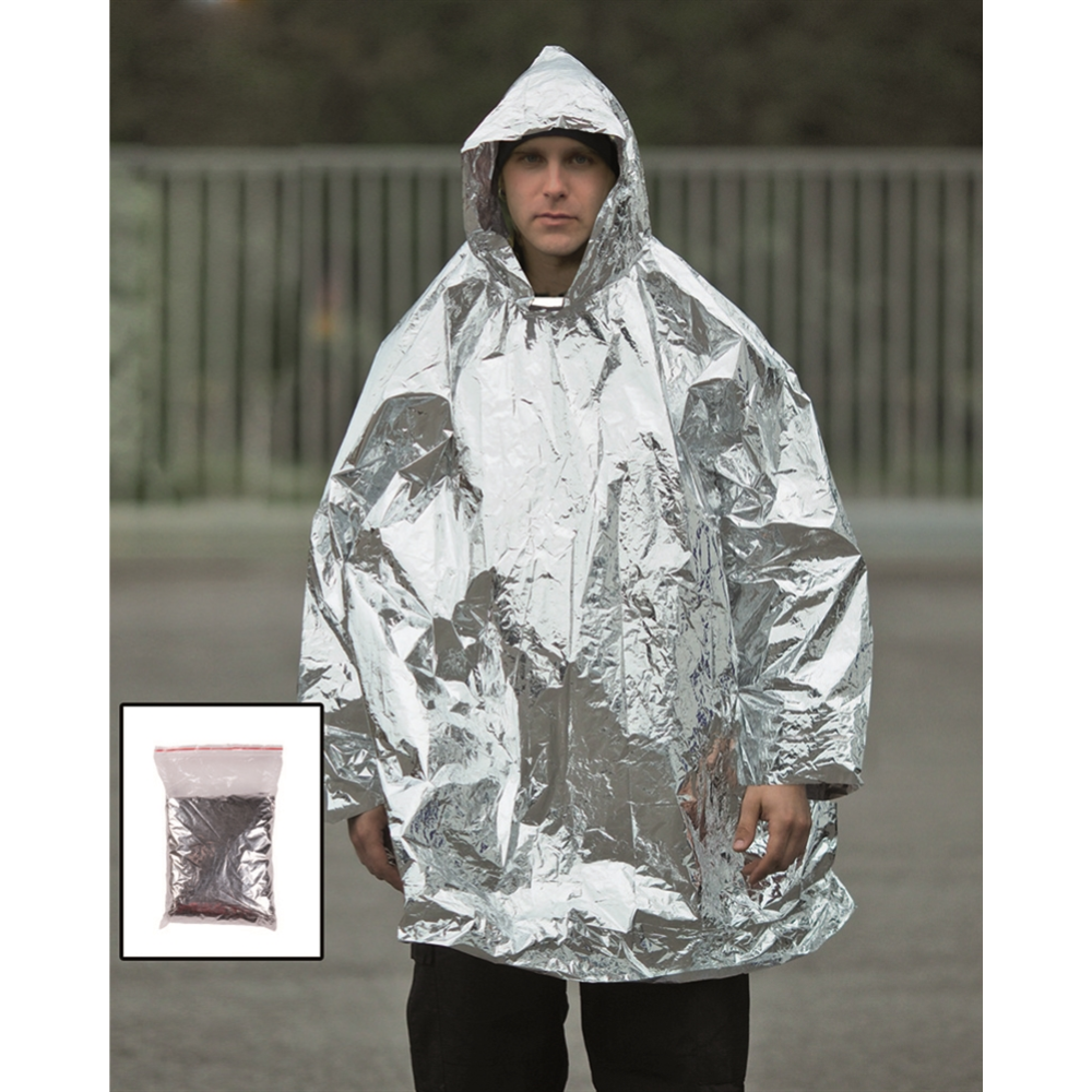 Mil-Tec Emergency Survival Poncho Lichtgewicht thermische regenhoes met capuchon
