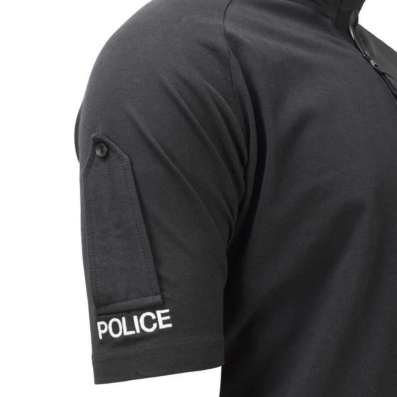Originele Britse leger politie tactische t-shirts korte mouw zip-zwart nieuw