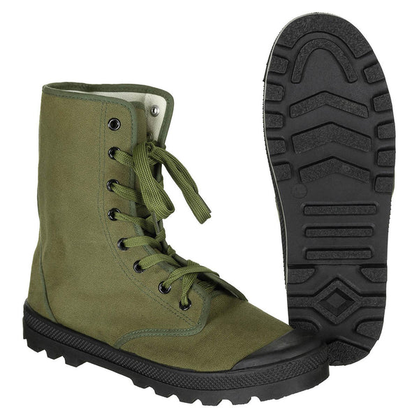 Originele Franse militaire commando laarzen versterkte hakken vintage olijf