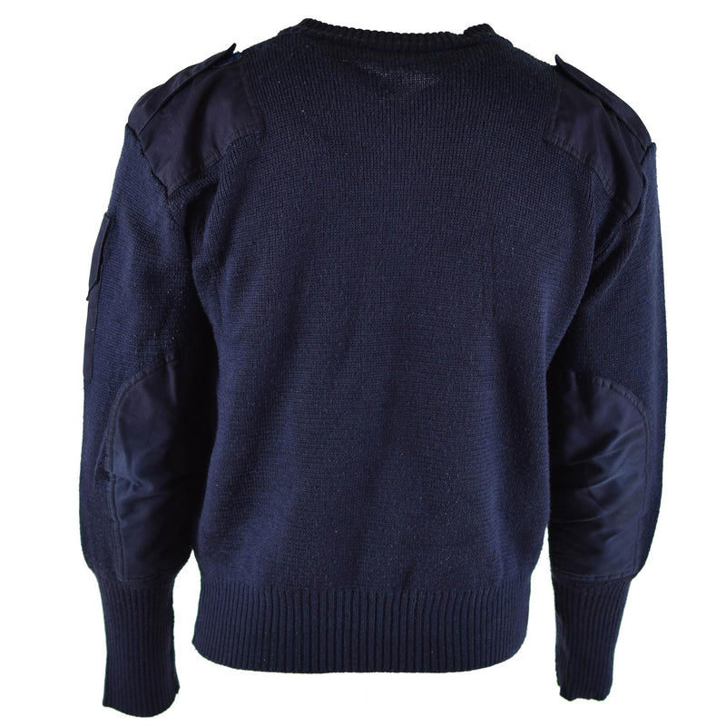 Originele Britse verdedigingsdienst pullover commando jumper blauwe v-hals trui