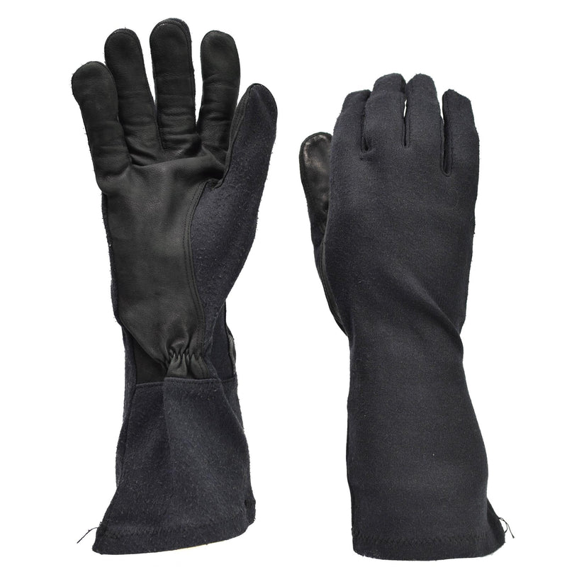 Original Duitsland Leger Lange handschoenen Zwart Aramide hittebestendig tactisch overschot