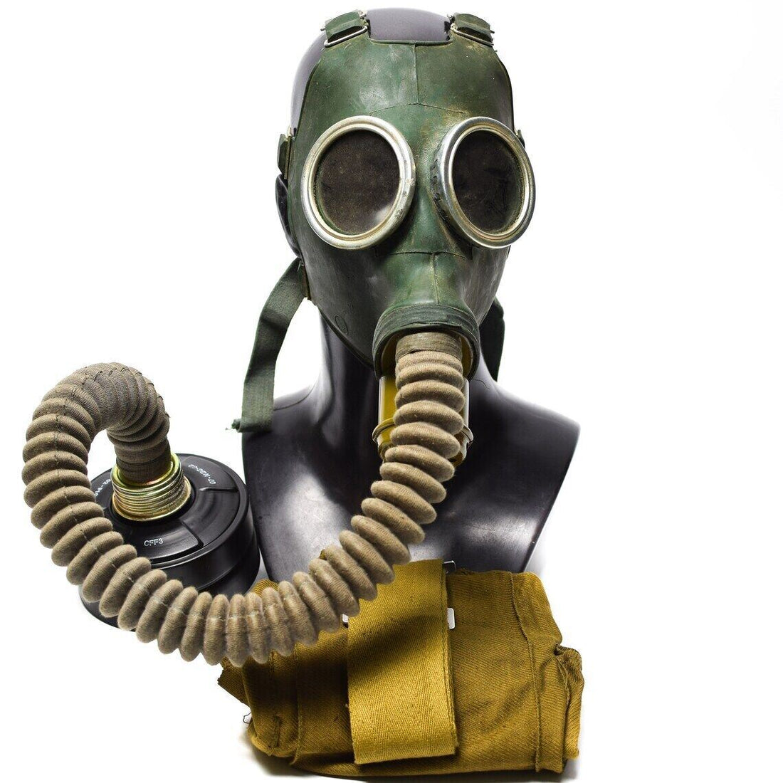 Origineel Sovjet GP-4 gasmasker jaren 1960 Vintage militaire surpluskit grijs rubber