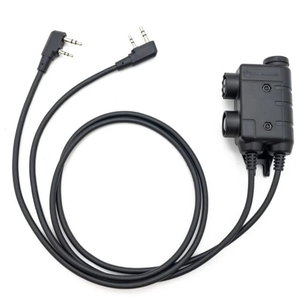 Earmor Dual PTT-adapter Kenwood Baofeng 2-pins bekabelde tactische headset zwart