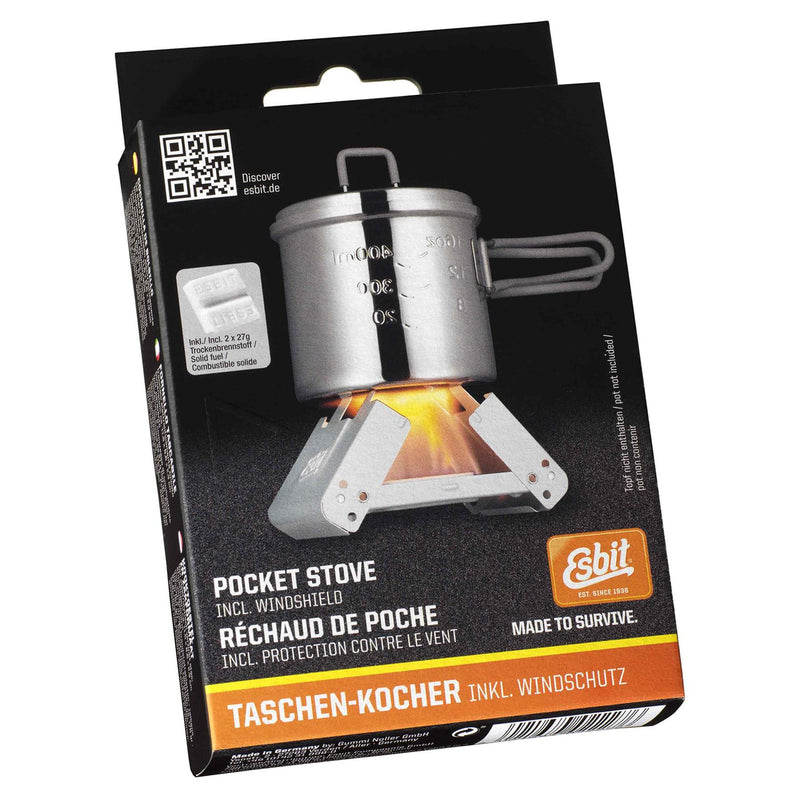 Esbit kookkachel Bushcraft Klein opvouwbare kampkoker Pocket 2x27g vaste brandstof