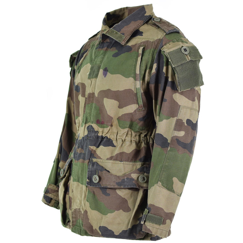 Echt Frans leger Smock jas CCE CAMO MILITAIRE GEVOEGEN PARKA SATEEN FELIN T4