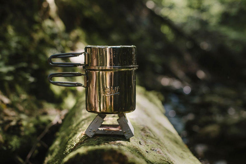 Esbit merk roestvrijstalen pot capaciteit indicator campingtrip waterverwarming