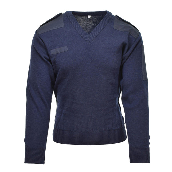 Echte Nederlandse leger pullover v-neck blauwe rib gebreide militaire surplus trui jumper