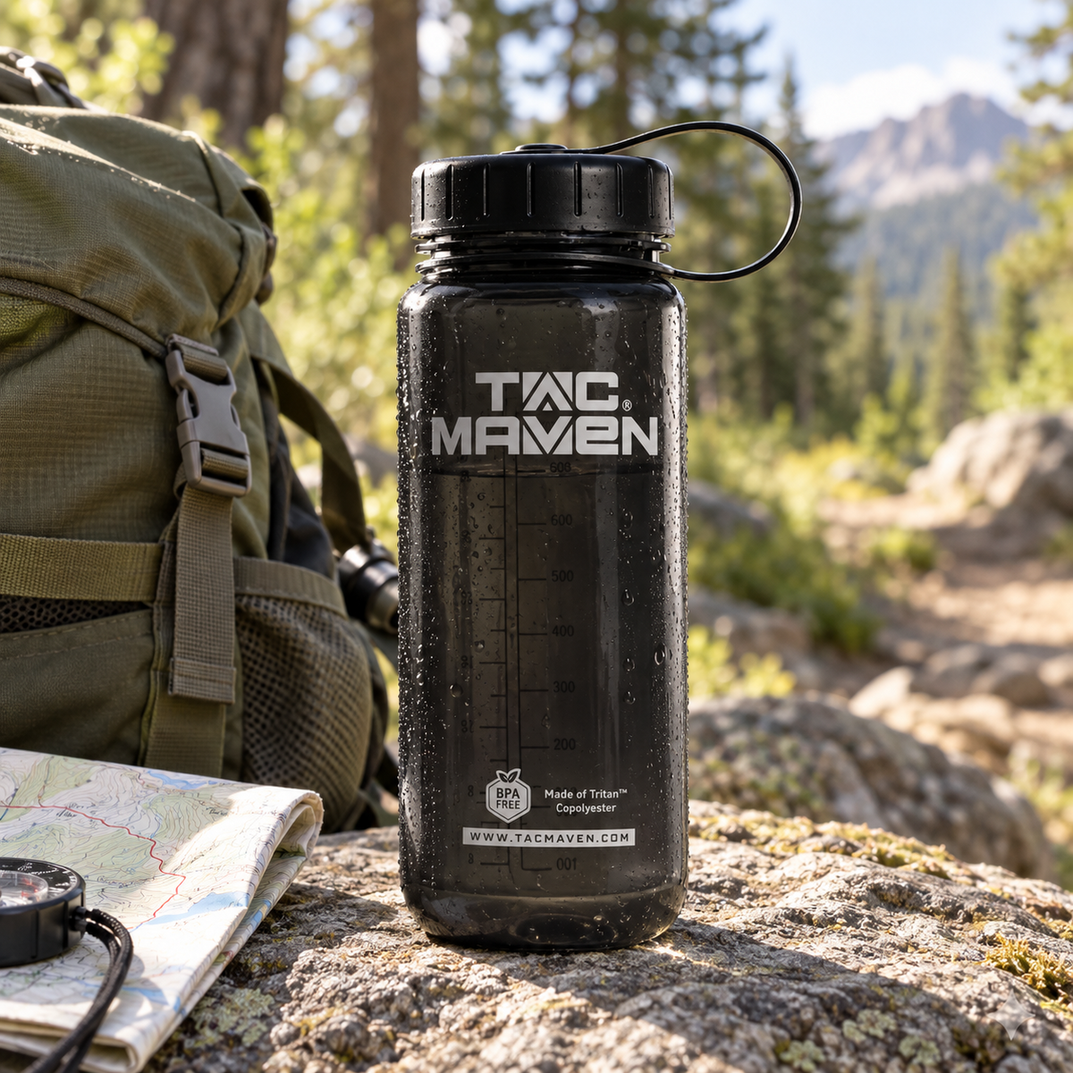 TAC MAVEN Norman Tritan 650 ml BPA-vrije waterfles buiten zwart