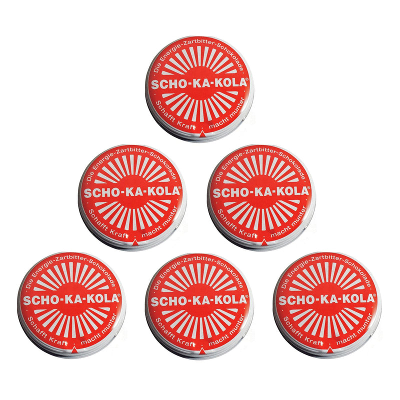 Duitse energie donkere chocolade Scho-Ka-Kola cafeïne & cola noot 100 g tin blikje