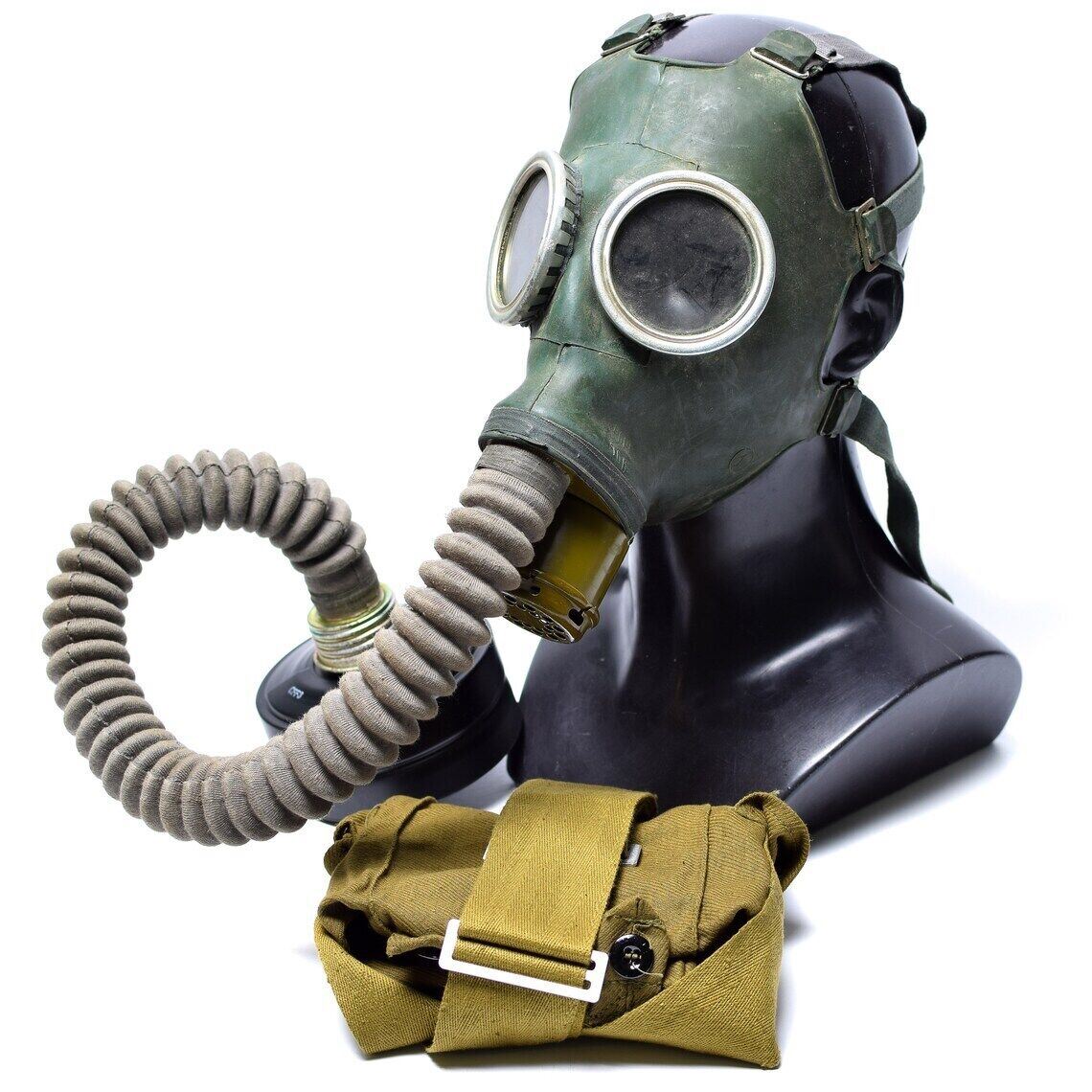 Origineel Sovjet GP-4 gasmasker jaren 1960 Vintage militaire surpluskit grijs rubber