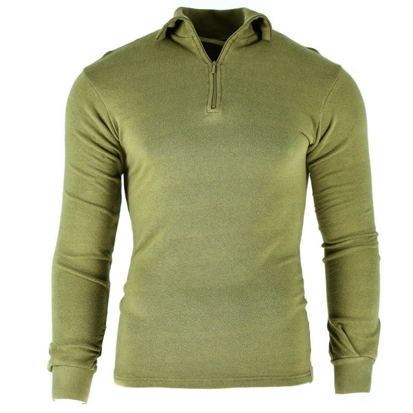 Origineel Brits leger tricot shirt ritssluiting onderhemd met ritssluiting thermische groene od