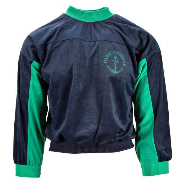 Echte Franse leger trui marine groene trainingsuit turtleneck sport jumper nieuw