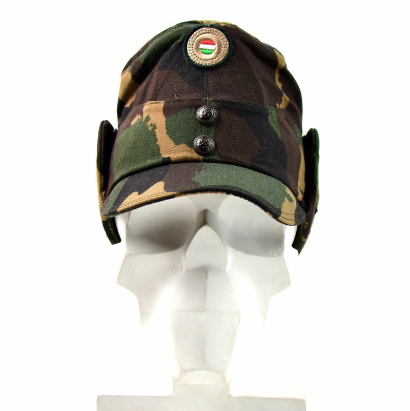 Echte Hongaarse camo -leger Winter Cap Militaire veldhoed met kleurenbadge nieuw