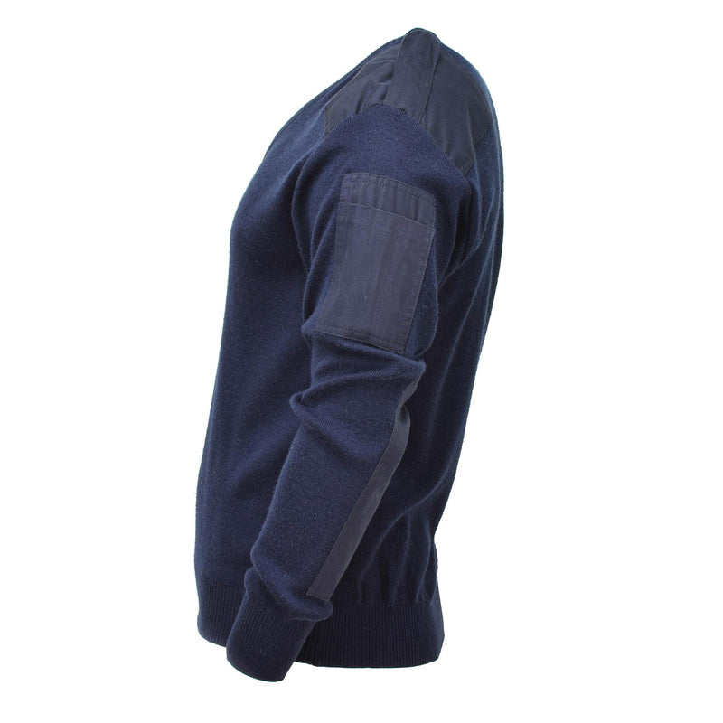 Echte Nederlandse leger pullover v-neck blauwe rib gebreide militaire surplus trui jumper