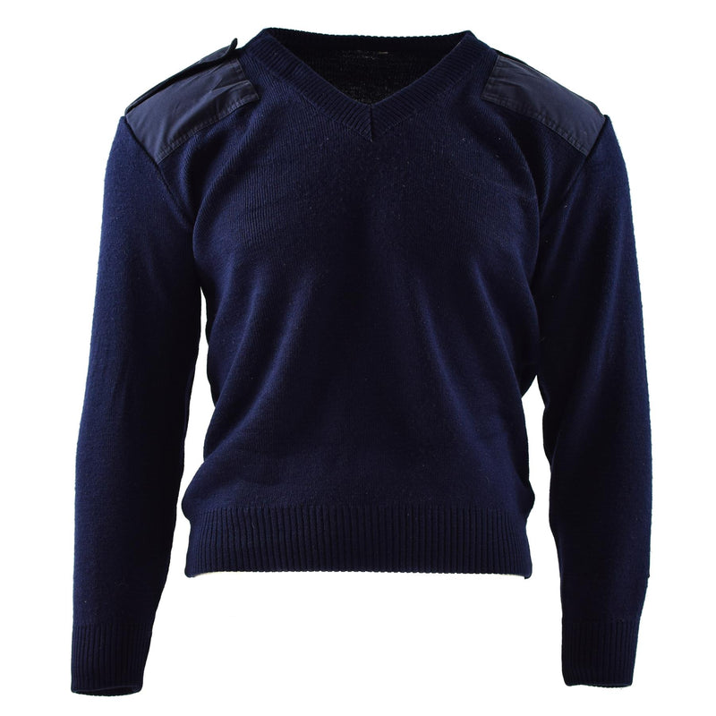 Echte Nederlandse leger trui blauwe jumper militaire pullover ronde nek officier