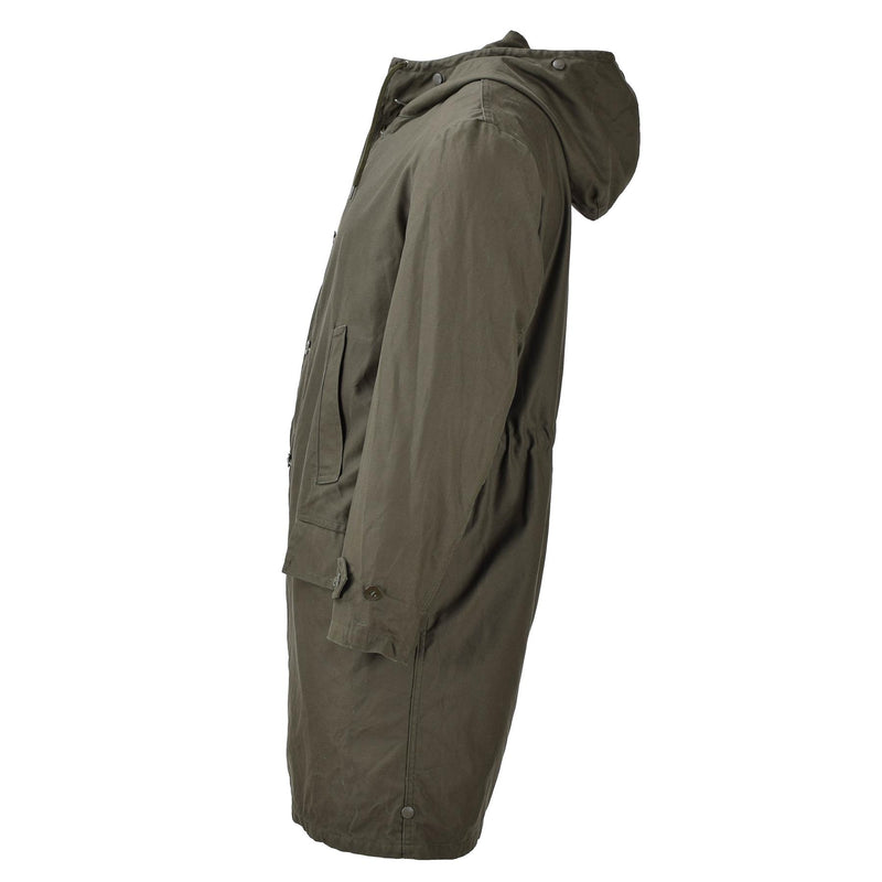 Origineel Duits militair Lang Parka Jacket Olive Hooded Field Coat Army Outdoor