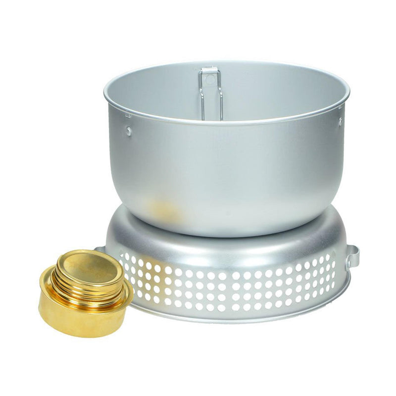 MIL-TEC campingkachel set buiten kookgerei kit alcohol brander aluminium potpan