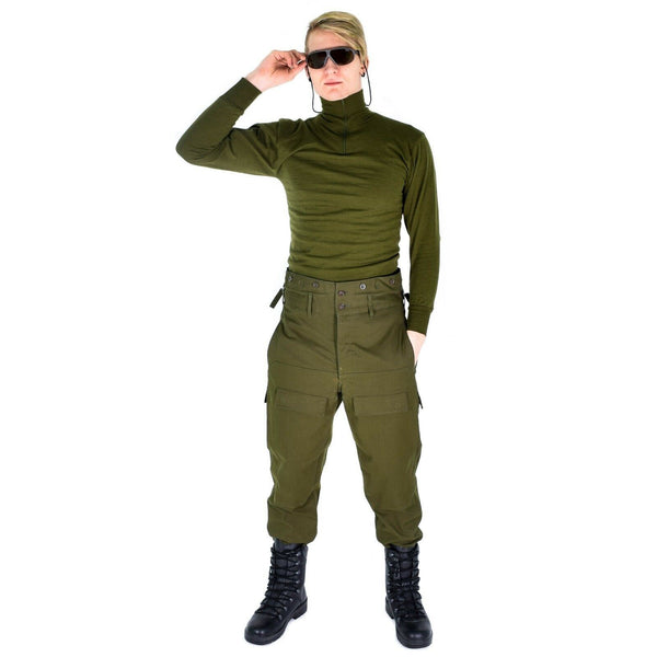 Origineel Italiaans leger tricot shirt ritssluiting onderhirt f1 thermische groene od nieuw