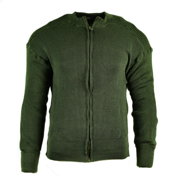 Echte Zweedse militaire trui jumper groene wollen trui vol zip vest nieuw