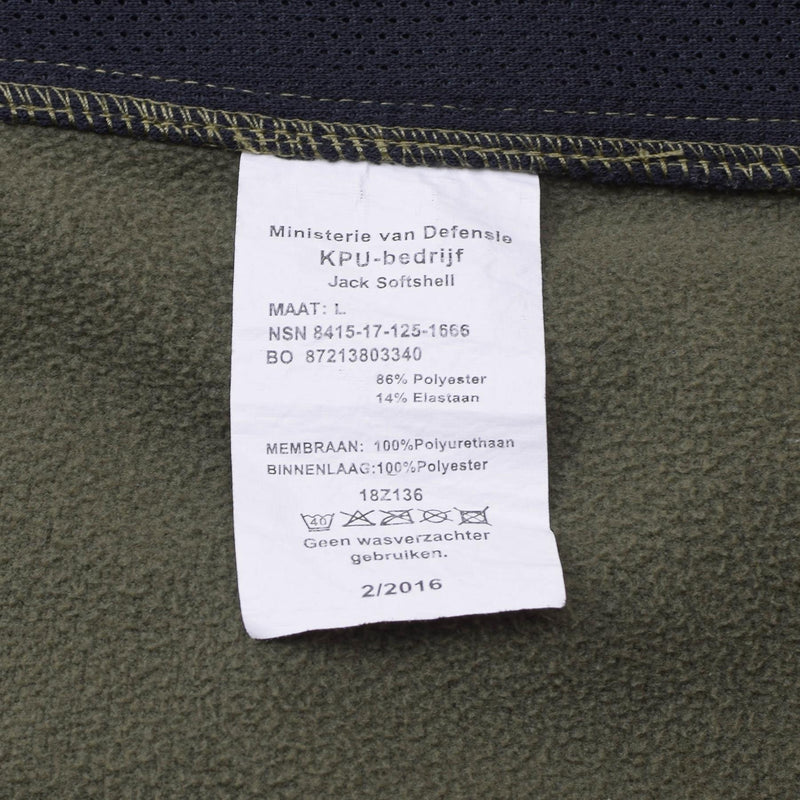 Originele Nederlandse militaire soft shell jas ritssluiting zakken geventileerde oksels olijf