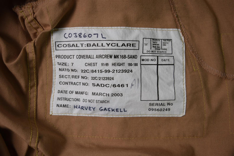 Original Brits leger Aircrew MK 16 B RAF Aramid Suit Coverall Beige Air Force