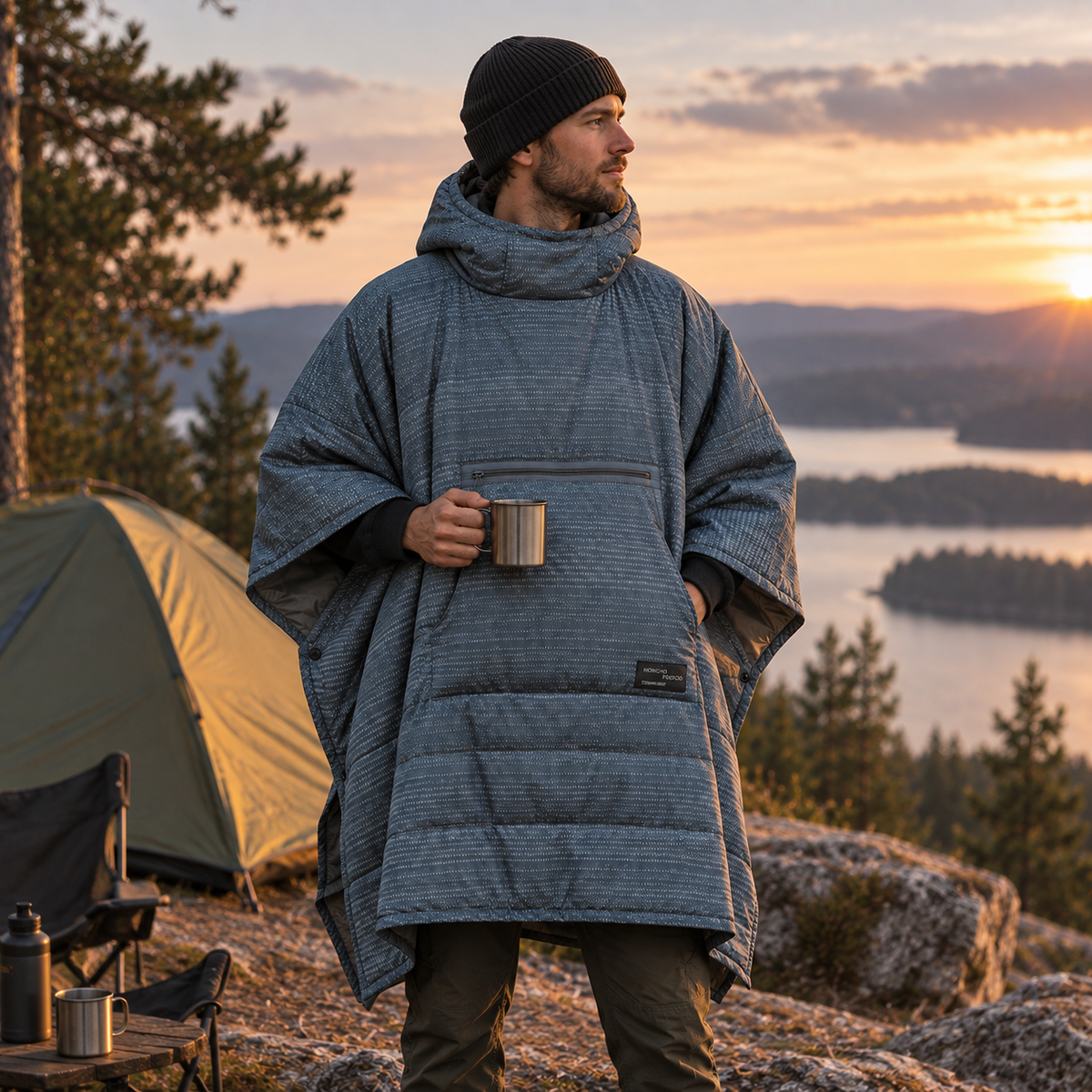 Therm-a-Rest Honcho Poncho geïsoleerde kampeerdeken waterbestendig zwart